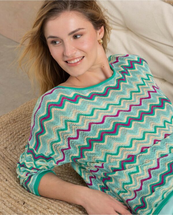 Pull à manches longues en maille Turquoise SURKANA