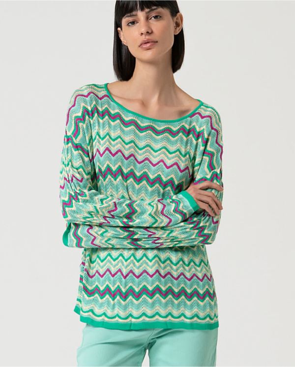 Pull à manches longues en maille Turquoise SURKANA