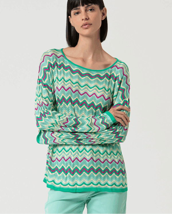 Pull à manches longues en maille Turquoise SURKANA