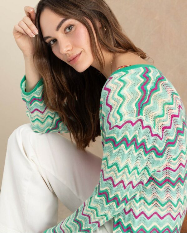 Cardigan long en maille Turquoise surkana