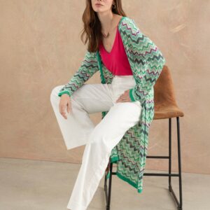 Cardigan long en maille Turquoise surkana