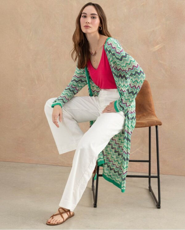 Cardigan long en maille Turquoise surkana