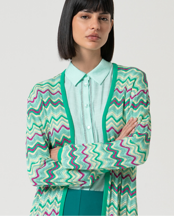 Cardigan long en maille Turquoise surkana