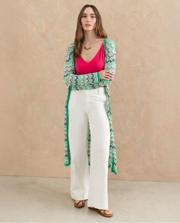 Cardigan long en maille Turquoise surkana