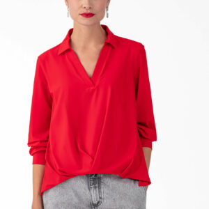 A découvrir chez Ann'C à Tarbes La Blouse manches longues DUNE en jersey technique rouge INDIES