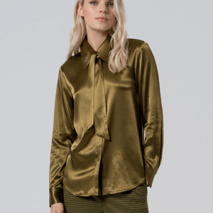 Blouse en satin fluide avec encolure à lacets Vert SURKANA ANNC TARBES