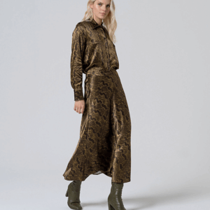 Jupe midi extensible avec imprimé animalier Kaki Surkana Ann'C Tarbes