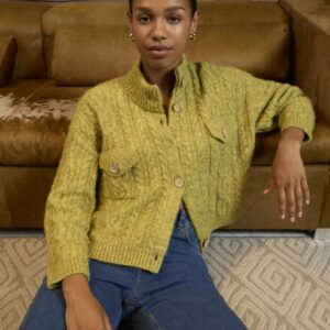 Cardigan chunky texturé Aranese Kaki foncé SURKANA ANN'C TARBES