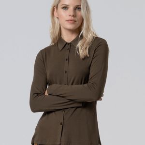Chemise en bambou extensible et douce Kaki foncé