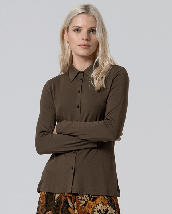 Chemise en bambou extensible et douce Kaki foncé