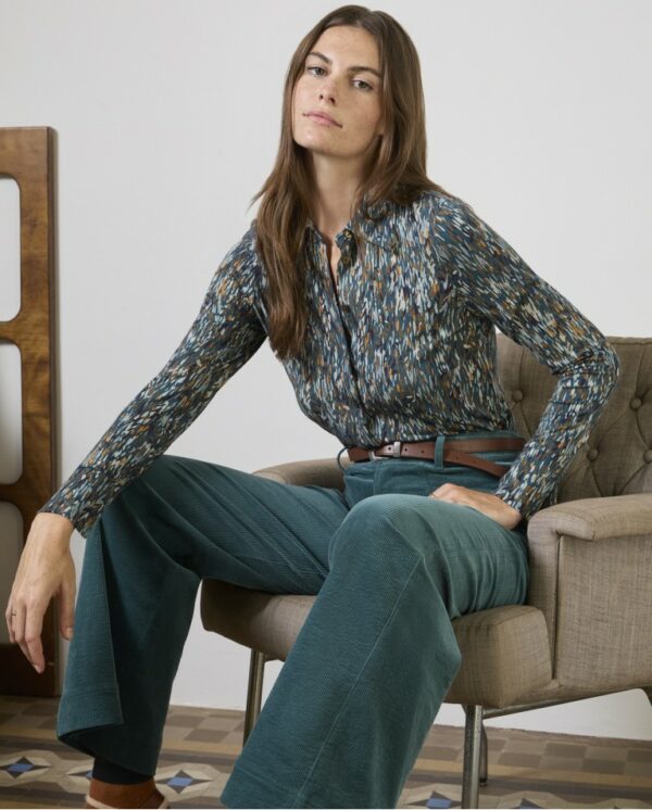Pantalon large en velours côtelé Bleu acier SURKANA ANNC TARBES