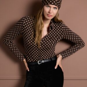 Chemise stretch à l'imprimé rétro Noir SURKANA ANNC TARBES