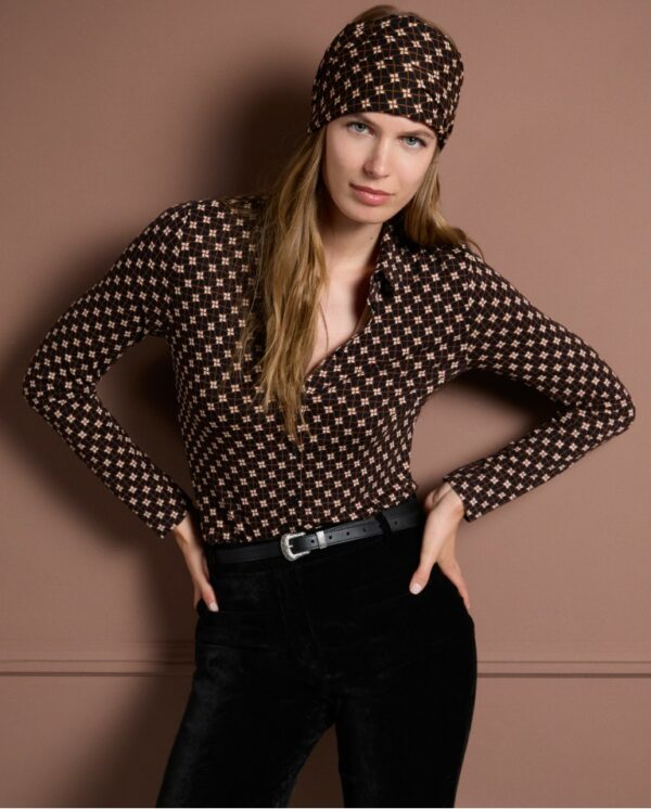 Chemise stretch à l'imprimé rétro Noir SURKANA ANNC TARBES