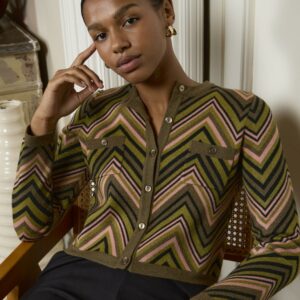Veste en maille zigzag lurex Vert SURKANA ANNC TARBES