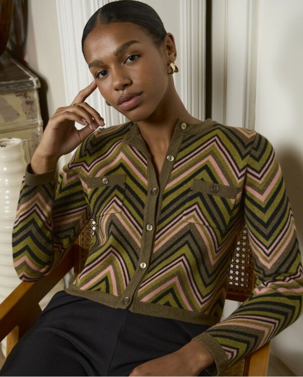 Veste en maille zigzag lurex Vert SURKANA ANNC TARBES