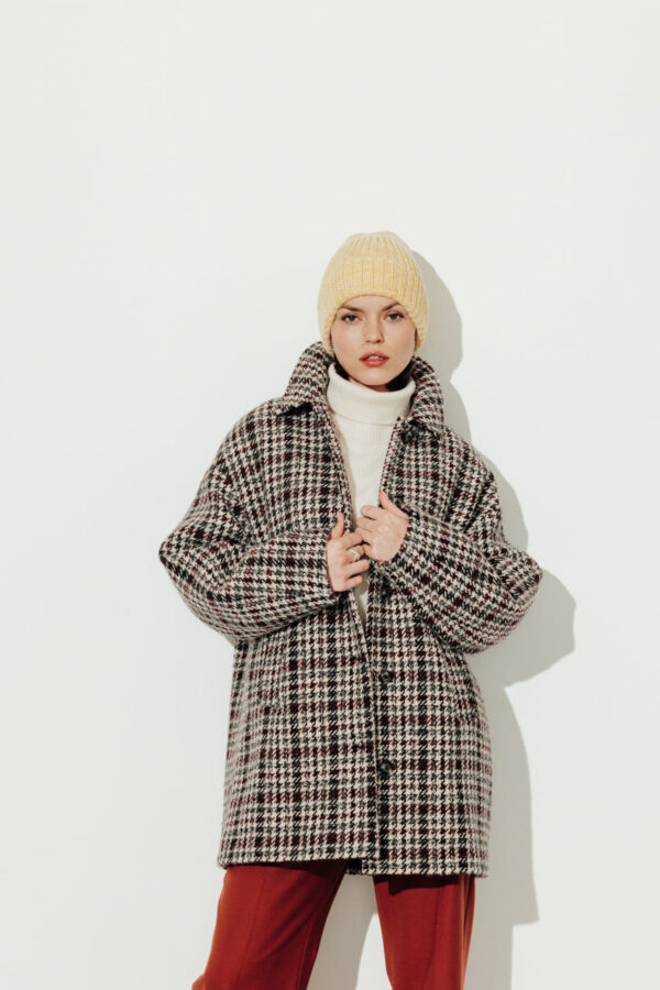 Manteau esprit surveste oversize en lainage à carreaux TRENCH AND COAT ANNC TARBES