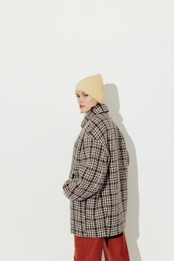 Manteau esprit surveste oversize en lainage à carreaux TRENCH AND COAT ANNC TARBES