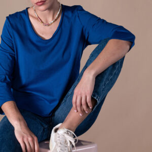 Tee-shirt court bords francs col V en jersey