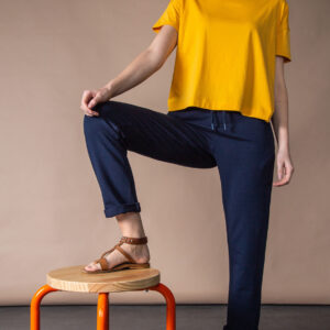 Pantalon décontracté, en molleton non gratté touché seconde peau