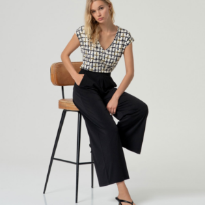 Tee-shirt imprimé à col en V Écru Surkana Ann'c Tarbes