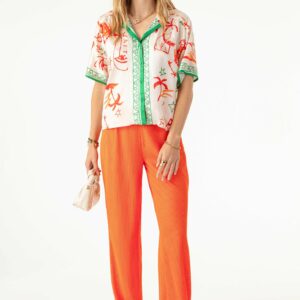 Pantalon AUSTIN ORANGE en maille filet fluide