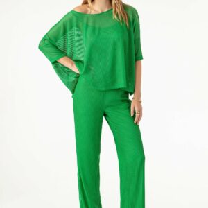 Pantalon AUSTIN vert en maille filet fluide