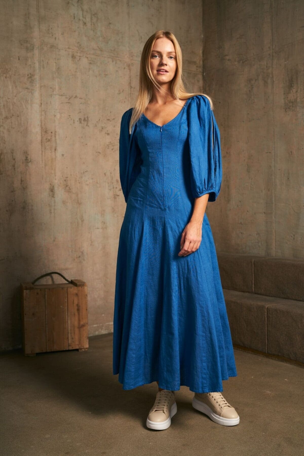 ROBE LONGUE BLEU LIN-LUEL