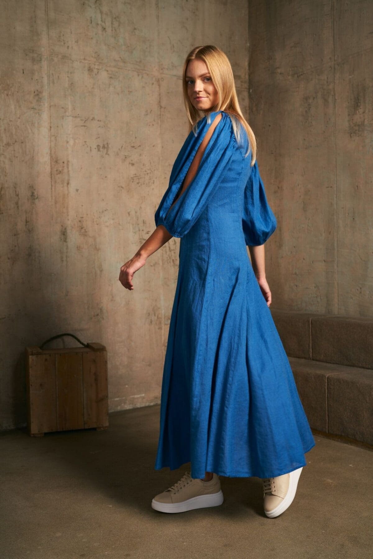 ROBE LONGUE BLEU LIN-LUEL