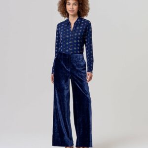Pantalon large en velours taille haute Bleu SURKANA ANNC TARBES