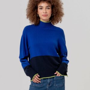 Pull col montant bicolore Bleu surkana annc tarbes
